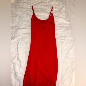 Red midi dress